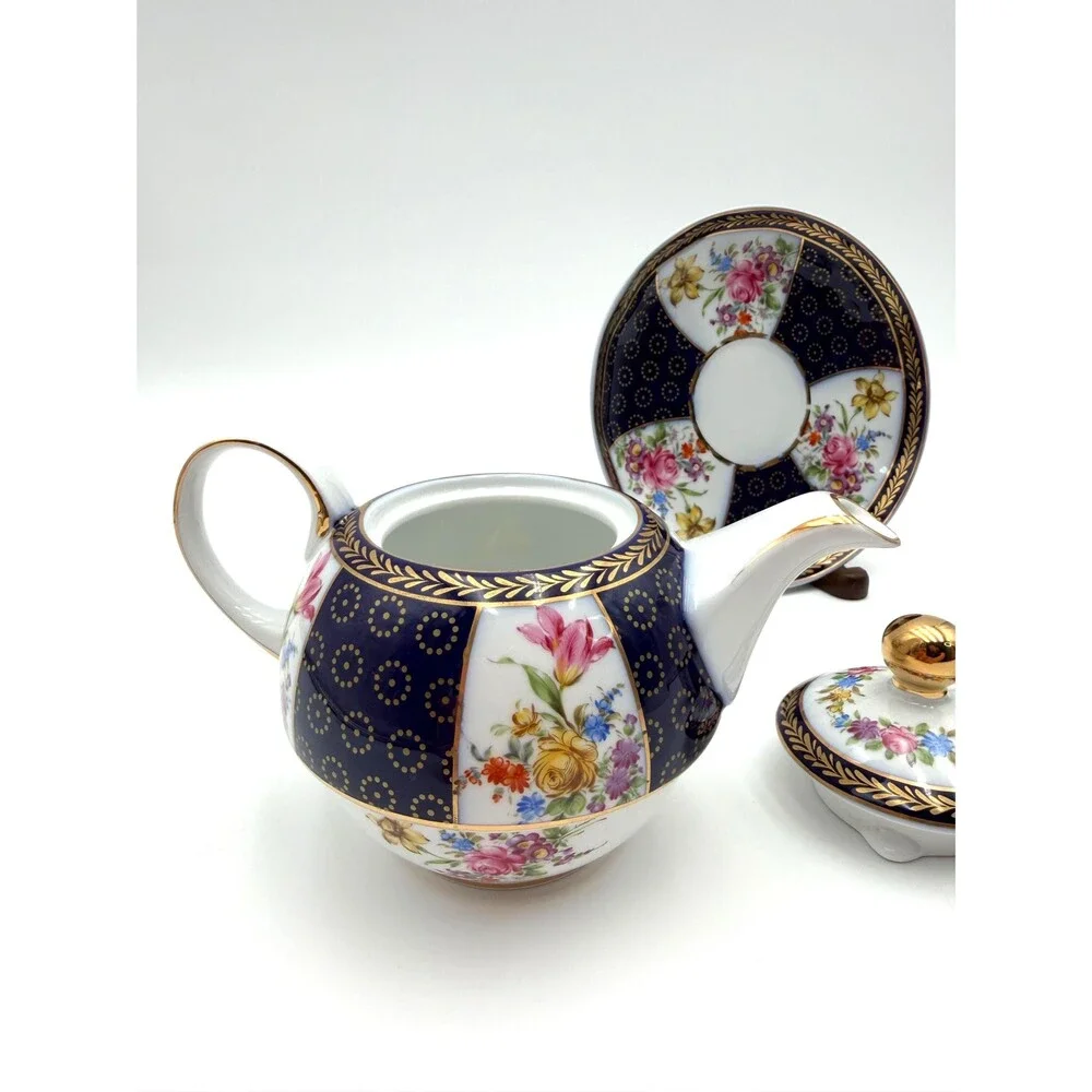 Floral Stackable Teapot & Individual Cup Coffee or Tea